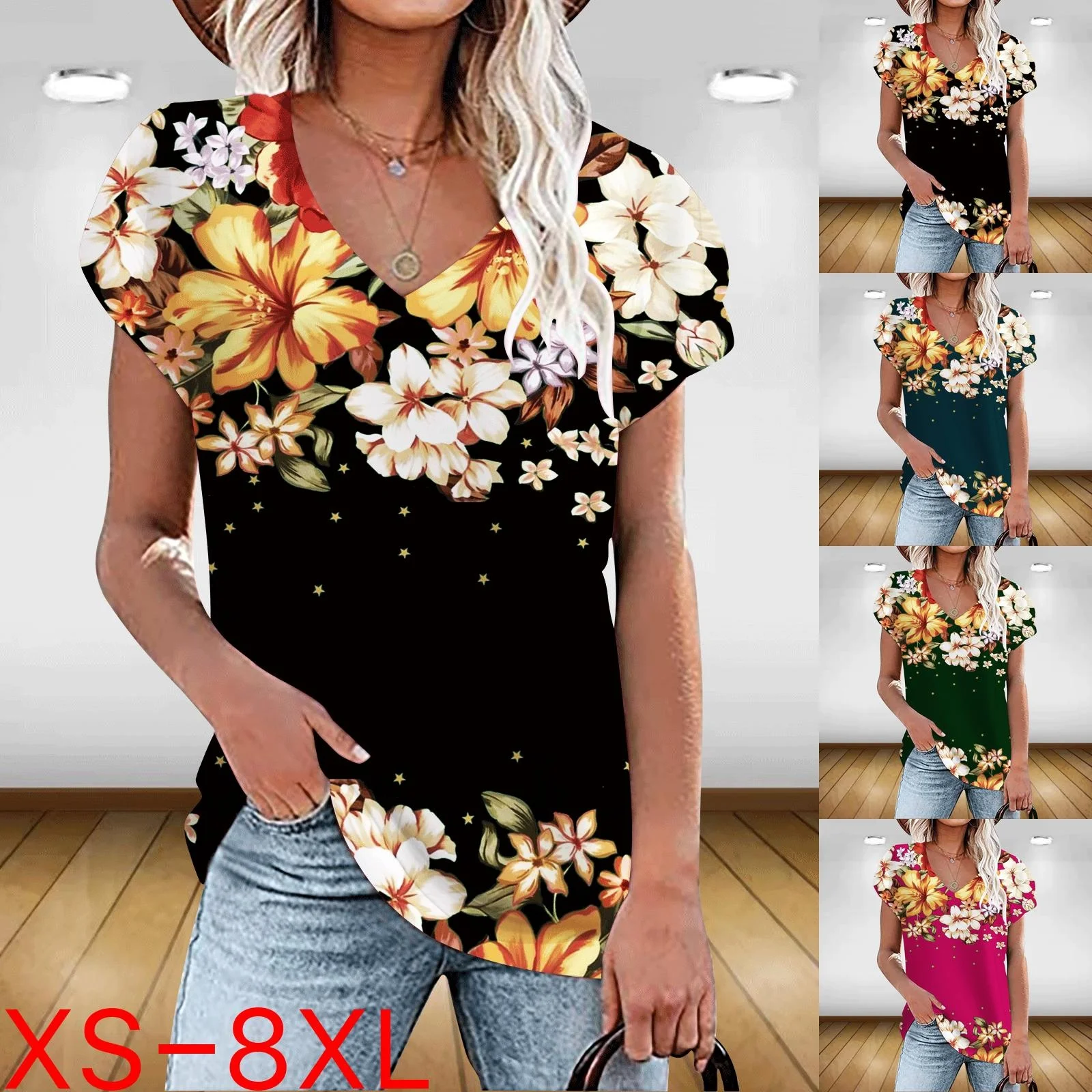 

Women's Round Neck Short Sleeve Loose T-shirt Plus Size Girls Top Blusafeminina Lightweight Loose