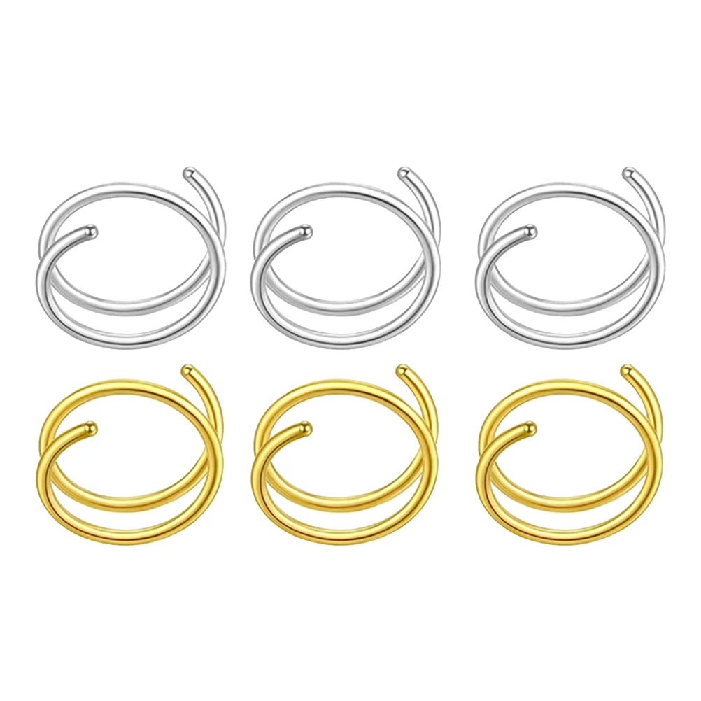 

6 Pcs Earring Studs Women Double Helix Earrings Nose Pin Non Nose Ring Double Hoop Nose Ring Body Jewels