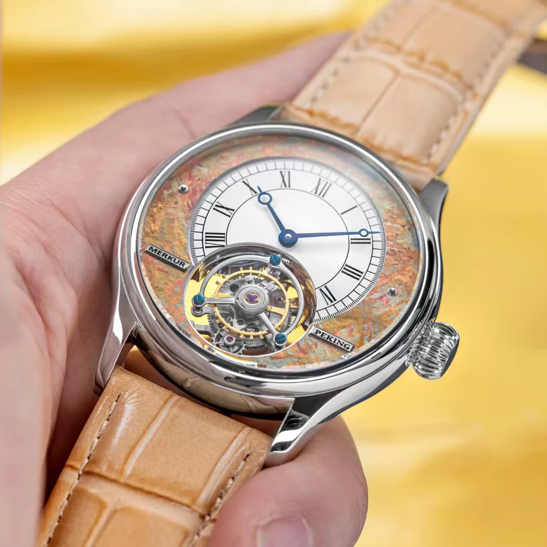 Фото Merkur 100% часы с турбийоном, мужские сапфировые часы для мужчин, механические наручные часы Relogio Masculino, фиолетовые деловые часы 42 мм №3