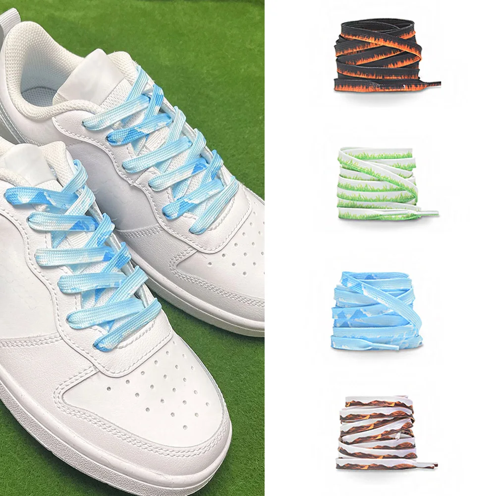 

1Pair 4 Colors 4 Lengths Laces Shoe Tie-dyed Elasticity Flat Shoelaces Sport Shoe Laces Gradient Shoelaces Accessories
