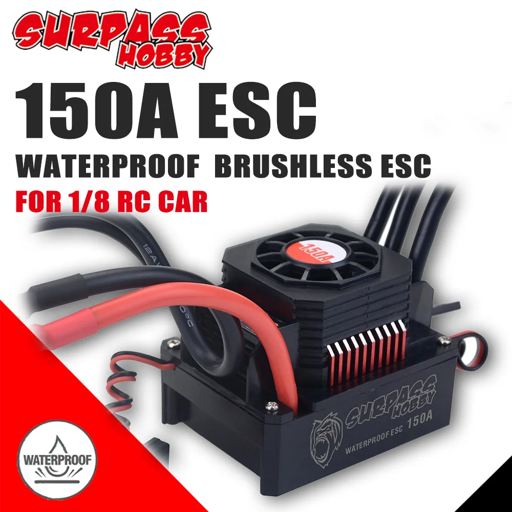 Водонепроницаемый Бесщеточный Регулятор Скорости SURPASS HOBBY 150A ESC для 1/8 1/10 RC