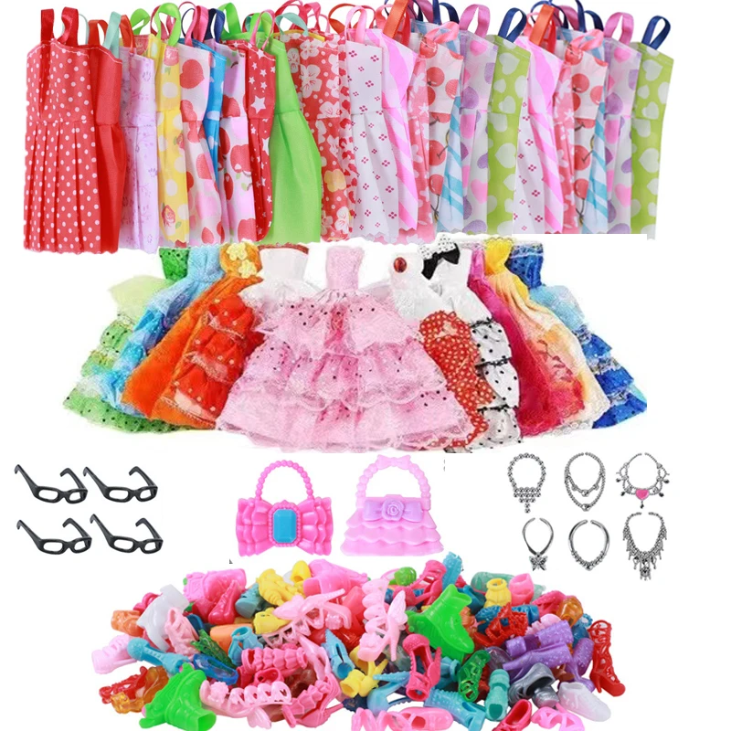Модные аксессуары для кукол ручной работы 37 предметов = 10 платья + пар обуви в