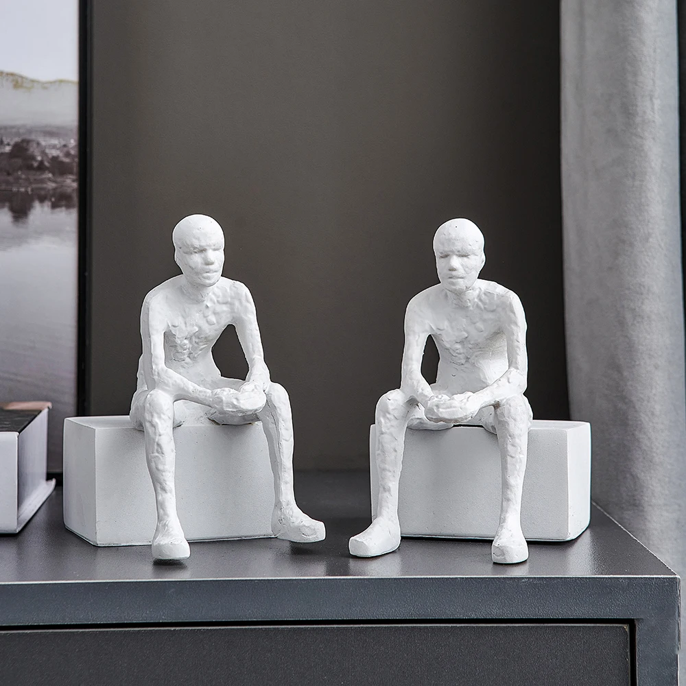 

Современные аксессуары для украшения дома, белые фигурки из смолы, книжный шкаф для гостиной, книжный шкаф, настольный креативный художеств...