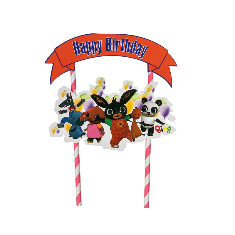 Декорации тематической вечеринки "День рождения Бинг-Кролика": одноразовые бумажные стаканчики, тарелки, скатерти, посуда; предметы интерьера; подарок на Рождество.