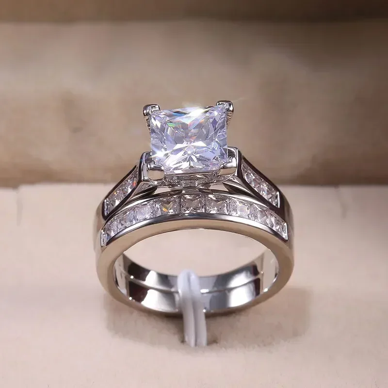 CAOSHI ослепительное кольцо с инкрустацией камнем CZ для женщин свадебное из 2