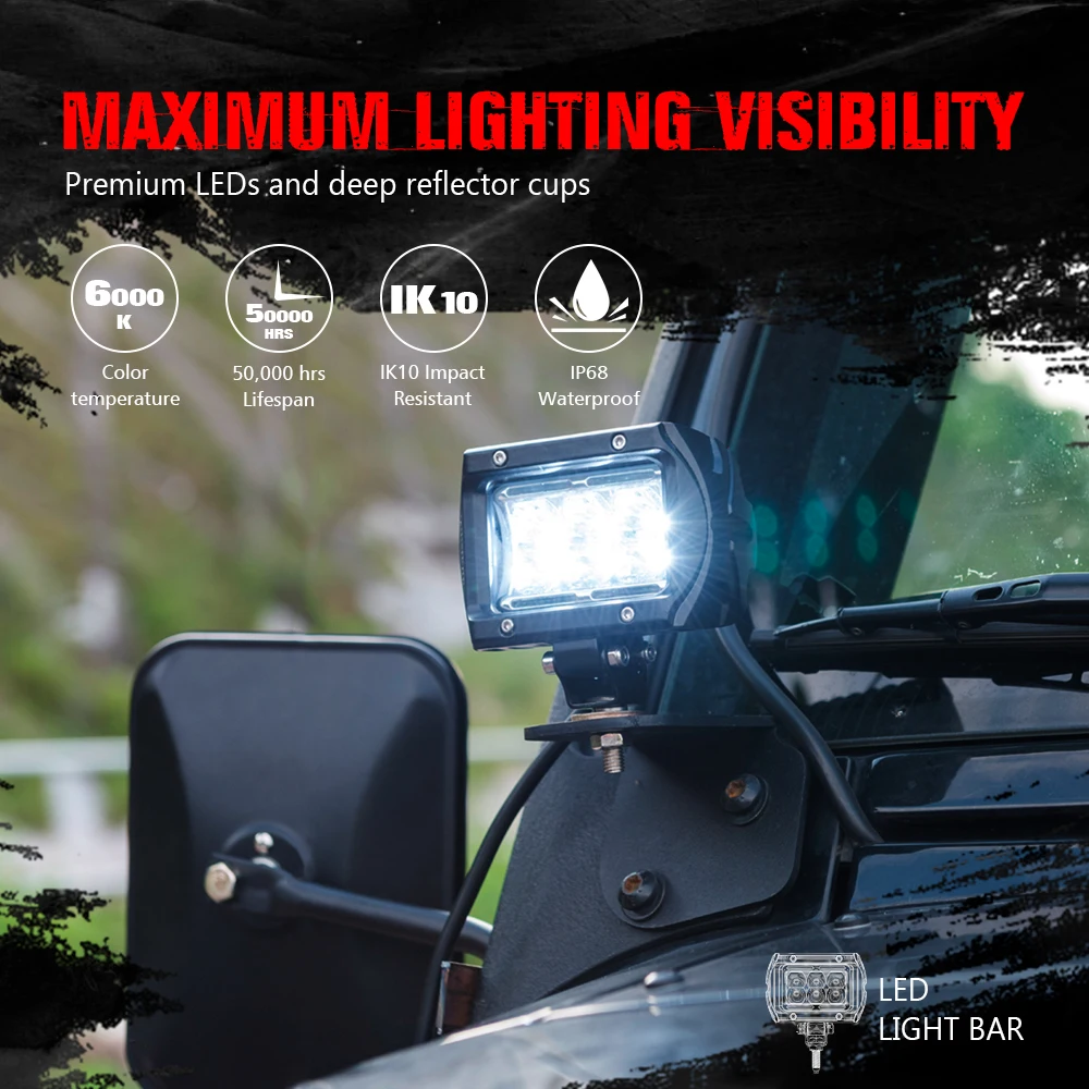 MICTUNING 2 шт. светодиодный кронштейн для рабочего фонаря универсальный капот