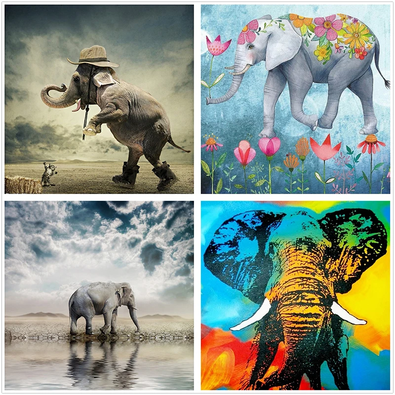 

5D алмазная живопись «сделай сам», животное, слон, круглая Алмазная вышивка, животное, мозаика стразы, картина, украшение для дома, искусство
