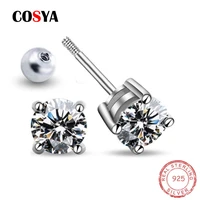 cosya 925 sterling silver 0 5 1 carat moissanite stud earrings for women men round diamond earrings wedding fine jewelry gifts