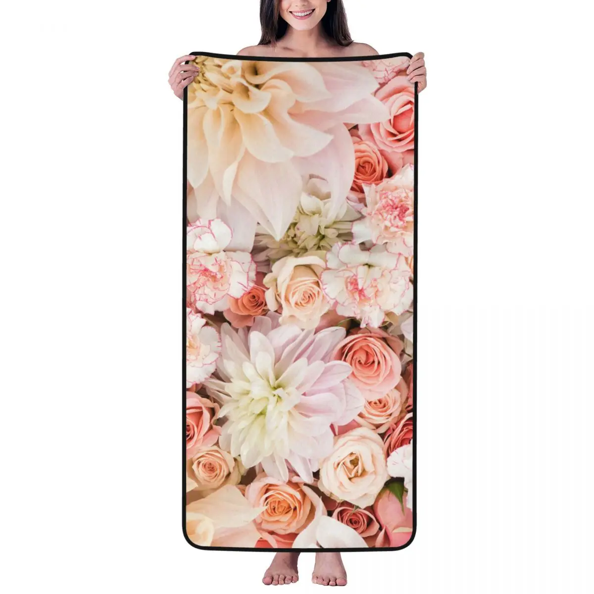 

Flowers Beach Towel for Adult Kids Microfiber Bath Towel Blanket for Camping Swim Pool Travel Beach Gym