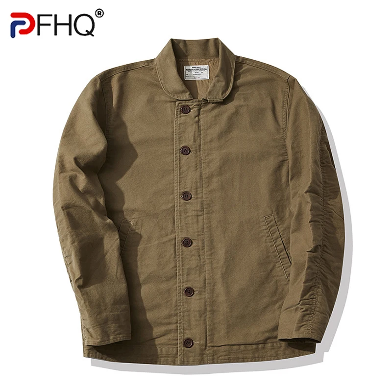 

PFHQ 2023 Trendy Elegant Men's Jackets Shirts Spring Fashion Loose Long Sleeve Coat Wrinkled Retro Designer Clothes Blouse Male