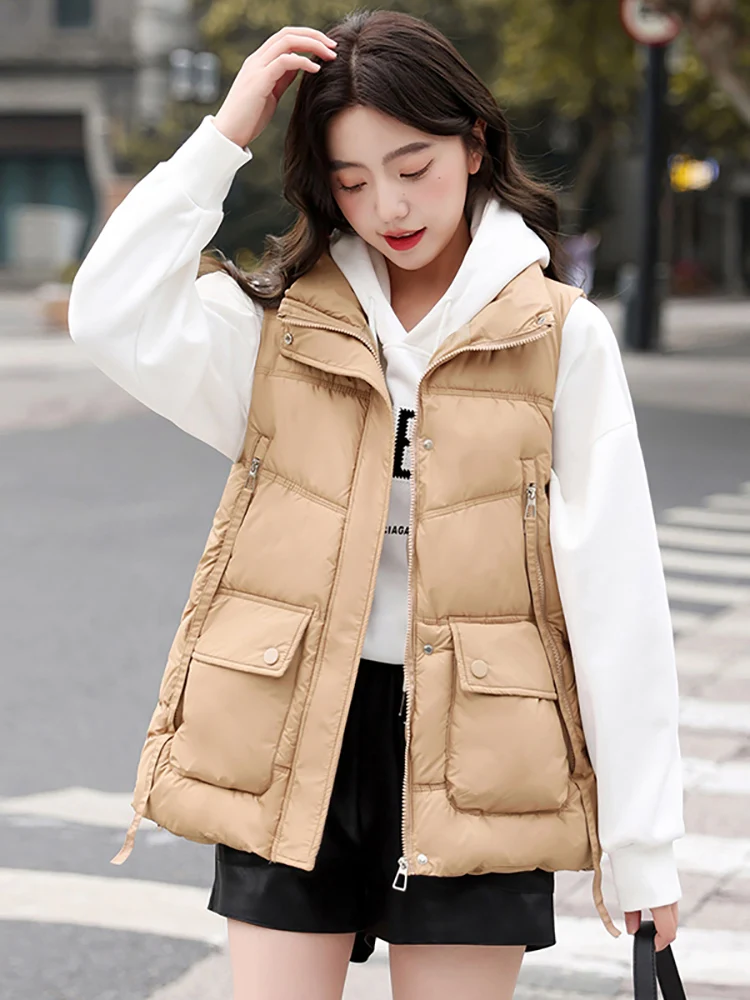 

EnchantedGrace Autumn Winter Women Short Hooded Parkas Padded Streetwear Puffer Vest Jacket For Women Bodywarm Winter Waistcoat