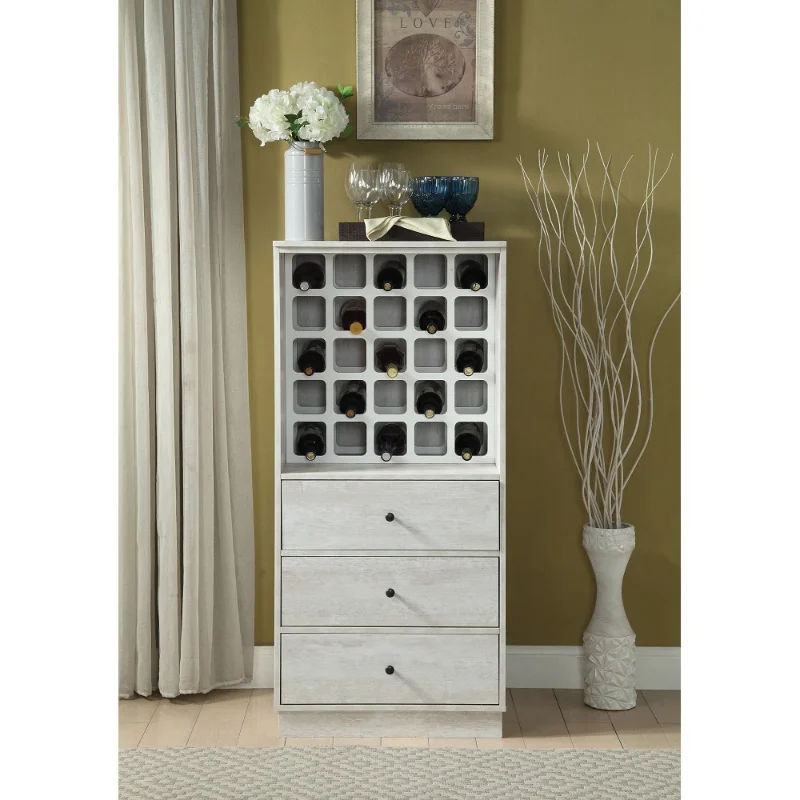 

ACME Wiesta Wine Cabinet In Antique White 97544 Antique White Solid Wood [US Stock]