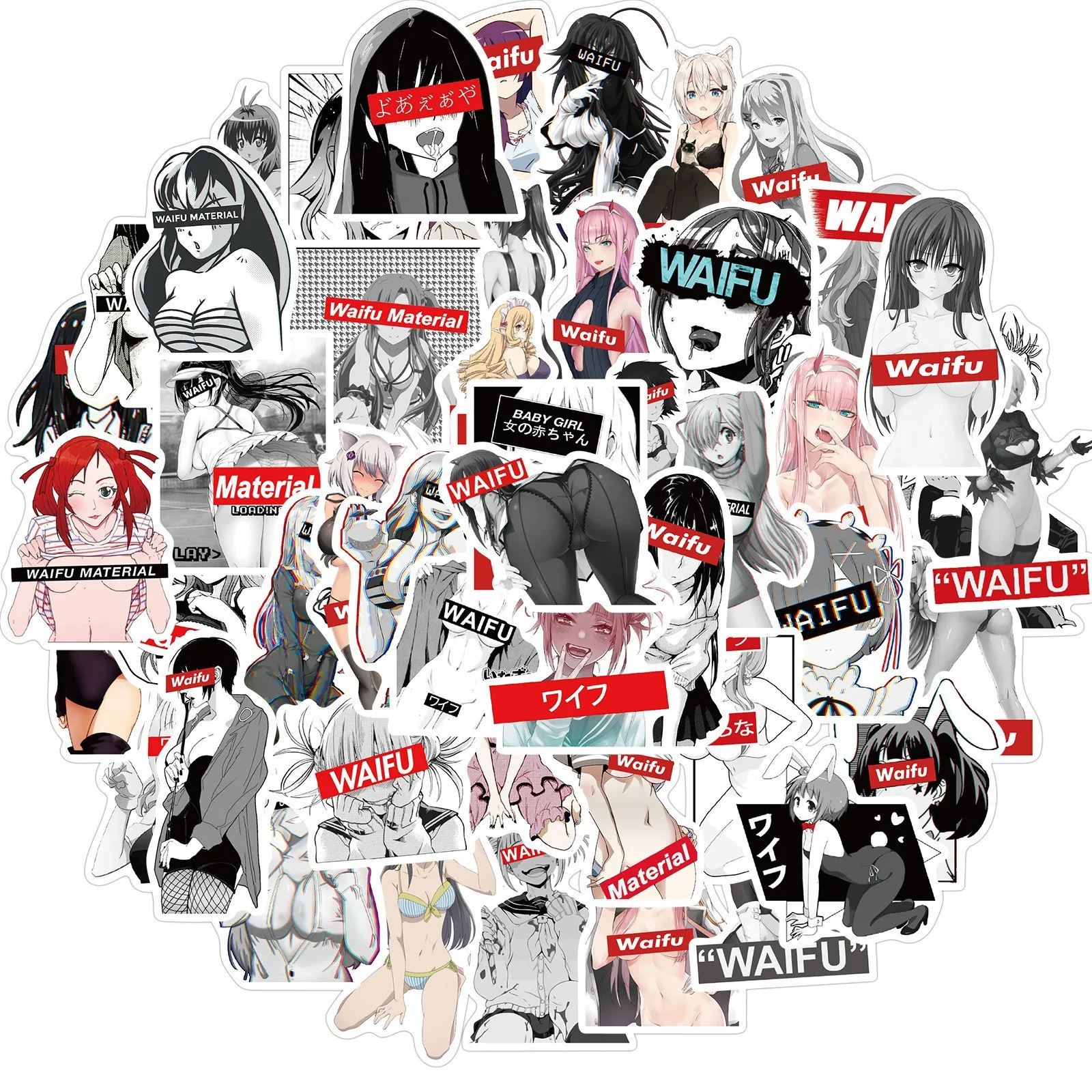 

10/50Pcs Anime Waifu Hentai Sexy Pinup Stickers Girl Waterproof Guitar Luggage Skateboard Laptop Bicycle Graffiti Sticker Toy