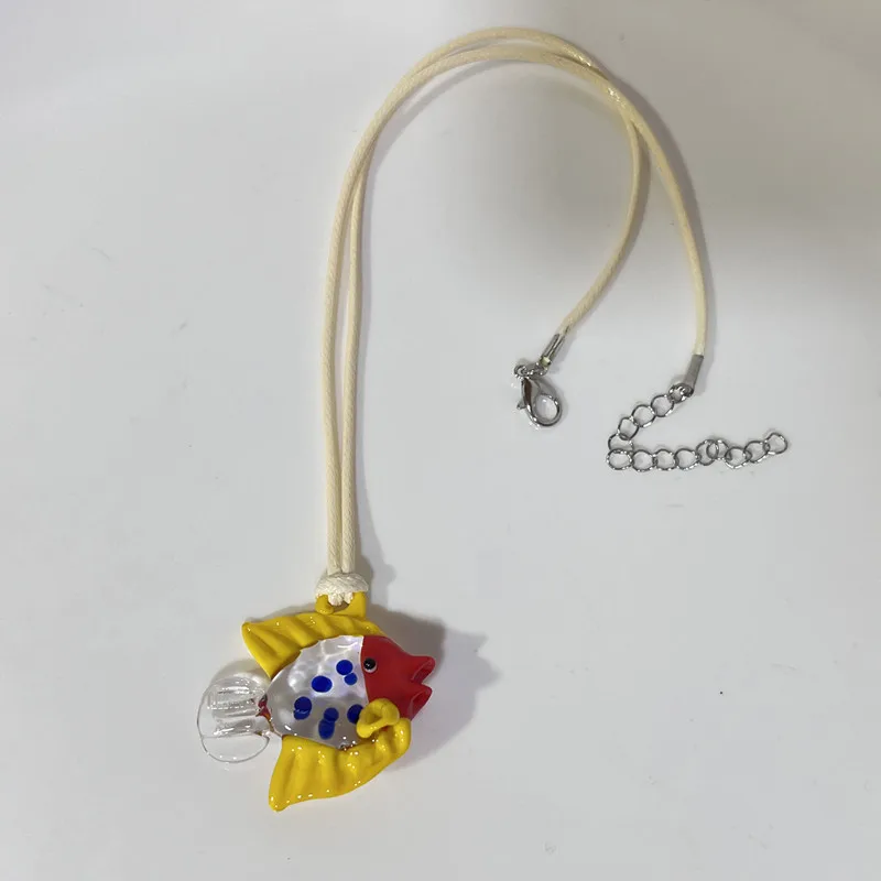 Красочная глазурь золотая рыбка морской конек стеклянный кулон ожерелье INES