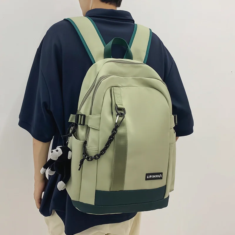 

Зеленый рюкзак унисекс, стильный контрастный вместительный дорожный рюкзак, многофункциональная Водонепроницаемая нейлоновая сумка чере...