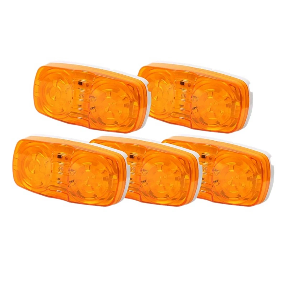 5X Amber Led Camper Exterior Lights RV Trailer Marker Double Bullseye Side Fender 10 Diodes