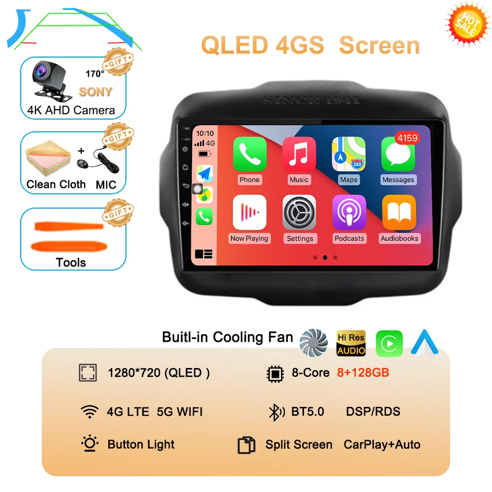 

Автомобильный радиоприемник Android 15 Carplay для Jeep Renegade 2016 2017 2018 2019 2020 навигация GPS мультимедийный плеер стерео WiF + 4G 360 камера