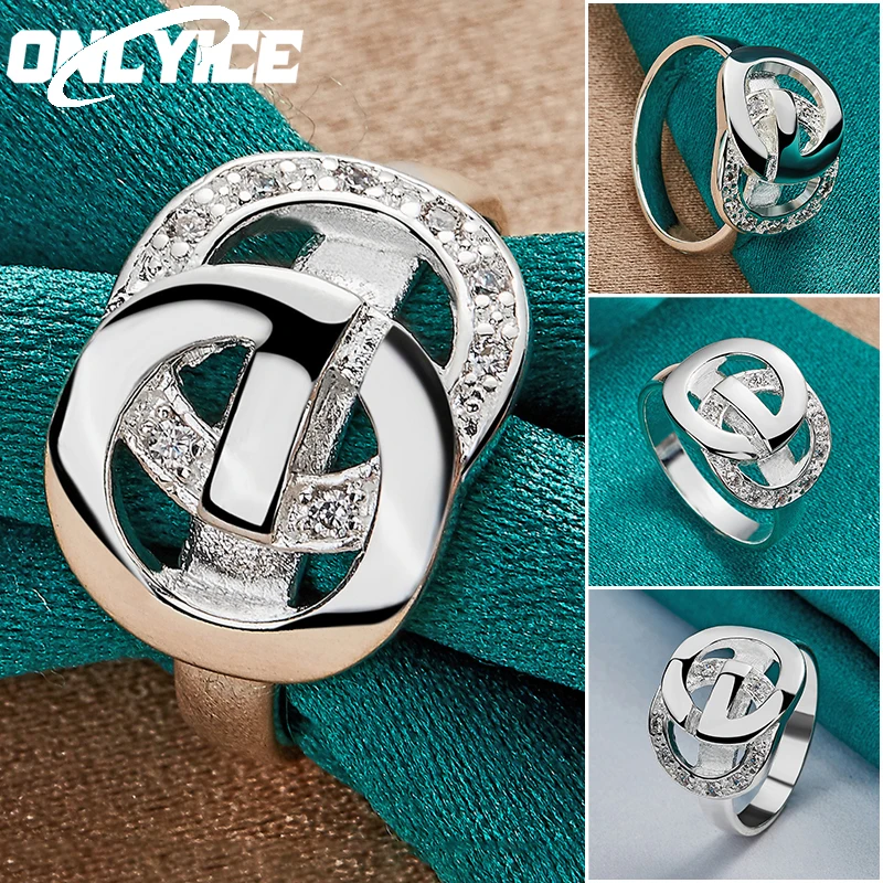 

925 Sterling Silver Round AAA Zircon O Ring For Woman Man Fashion Engagement Wedding Party Grace Charm Jewelry