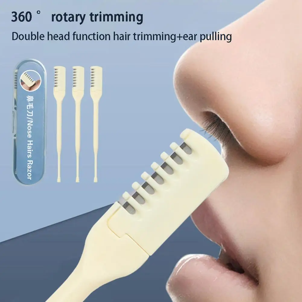 

1/2/3pcs Portable Manual Nose Hair Trimmer 360° Trim Cleaning Nasal with Storage Box Waterproof Double Head Nose Hair Removal