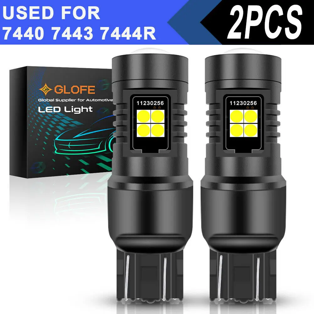 

2X Glofe 7443 7440 16Smd Led Back Up Reverse Light Bulbs Lamp 6500K Super White