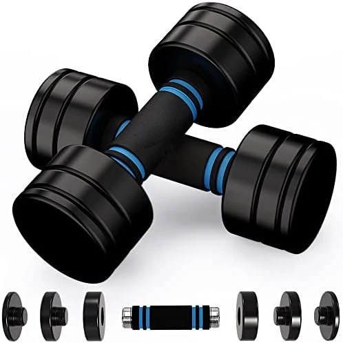 

Dumbbells Adjustable Black Coated Weight Set with Foam Handles for Home Gym Workout - Strength Trainging for Men, Women (5lbs/10