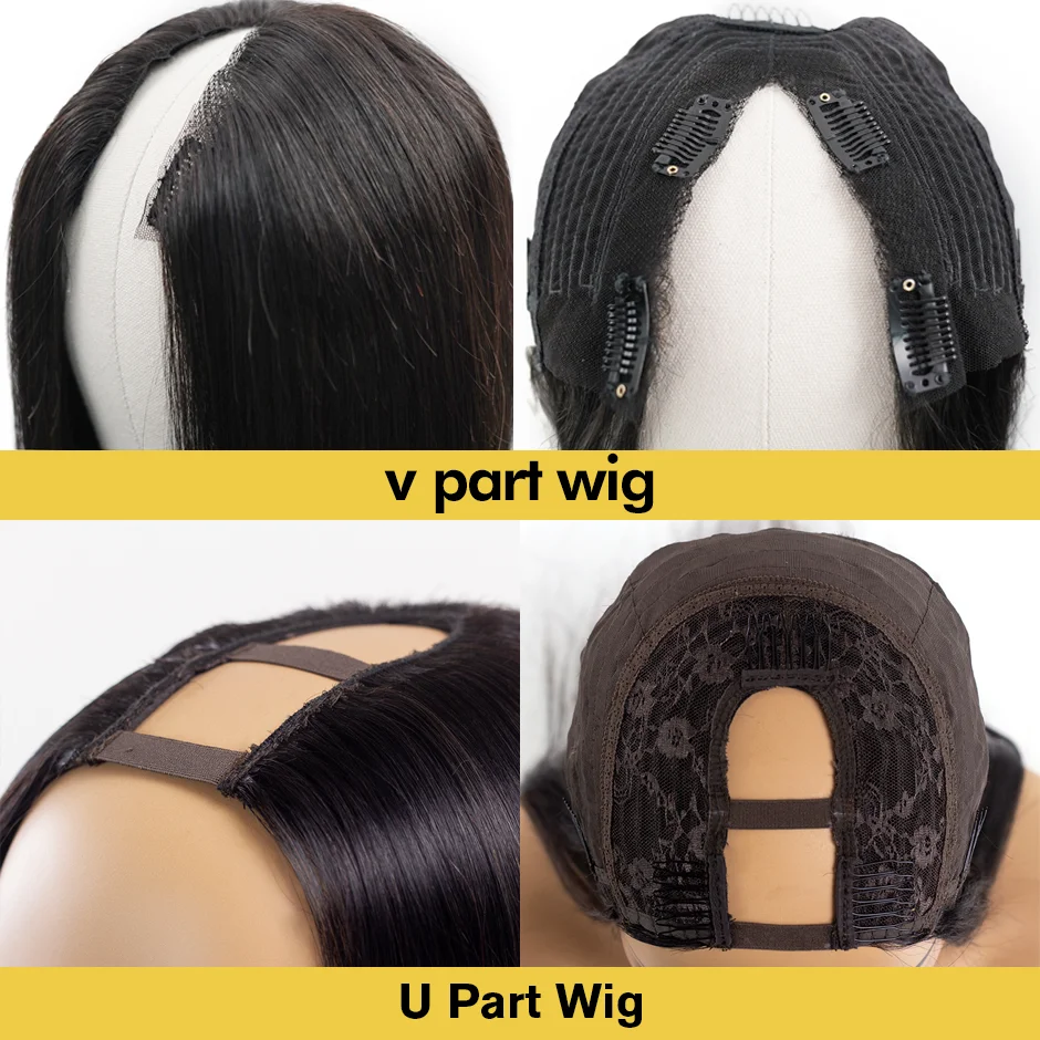 Straight V Part Human Hair Wigs No Leave Out 30 Inches Brazilian Remy Wigs For Black Women Glueless Bones Straight U Part 180%