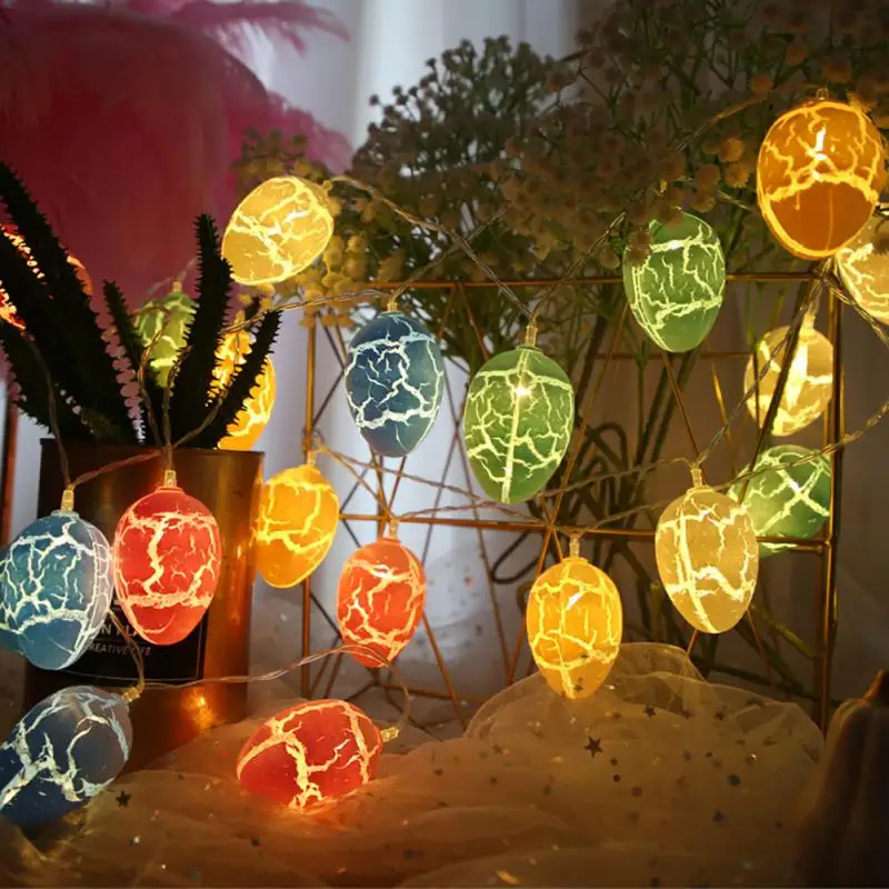 

Easter LED Cracked Clorful Eggs Shape Light String Happy Easter Day Decor For Home 2022 Chick Party Bunny Easter Party