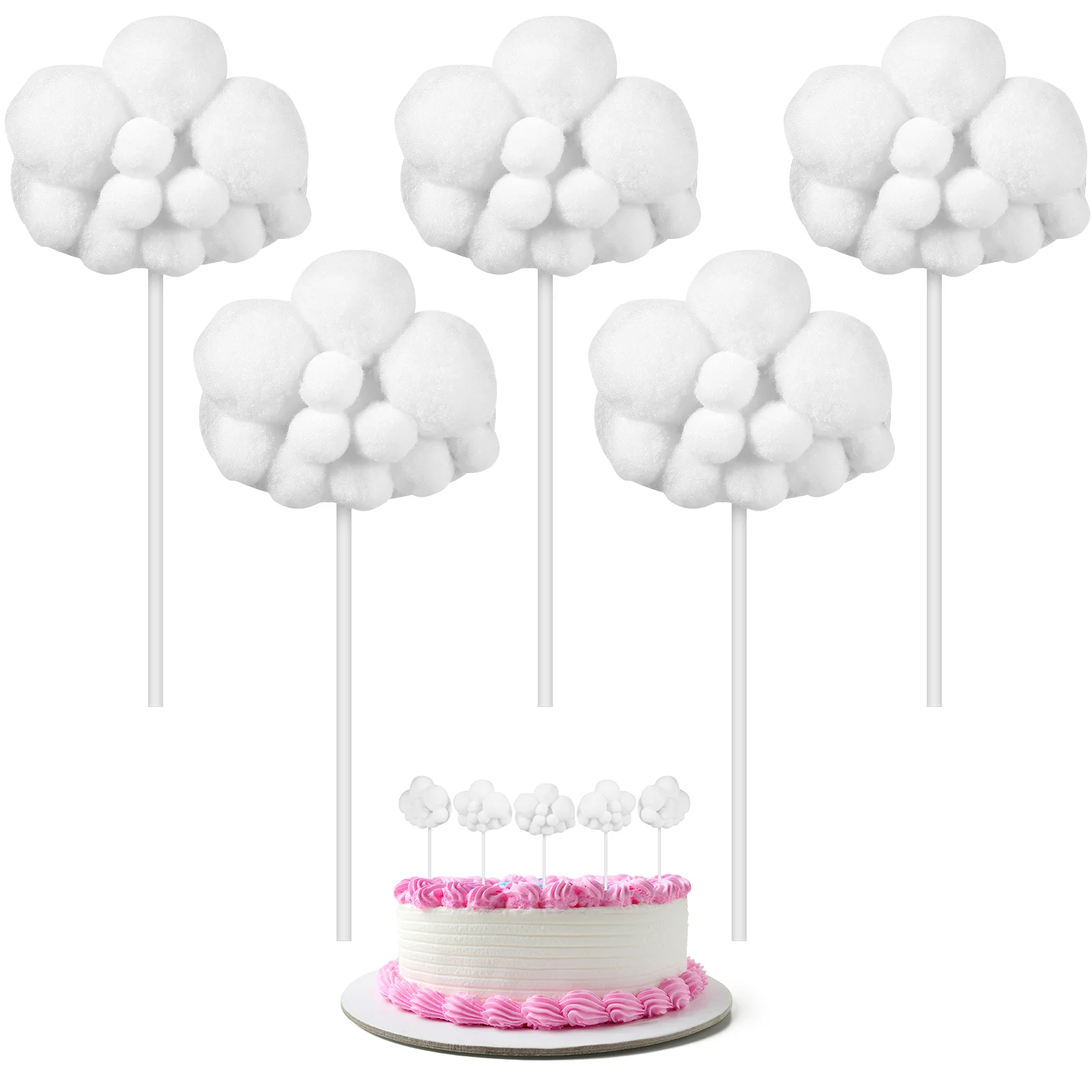 

5 Pcs Lovely Cloud-shape Cupcake Toppers Birthday Theme Party Cake Decorations