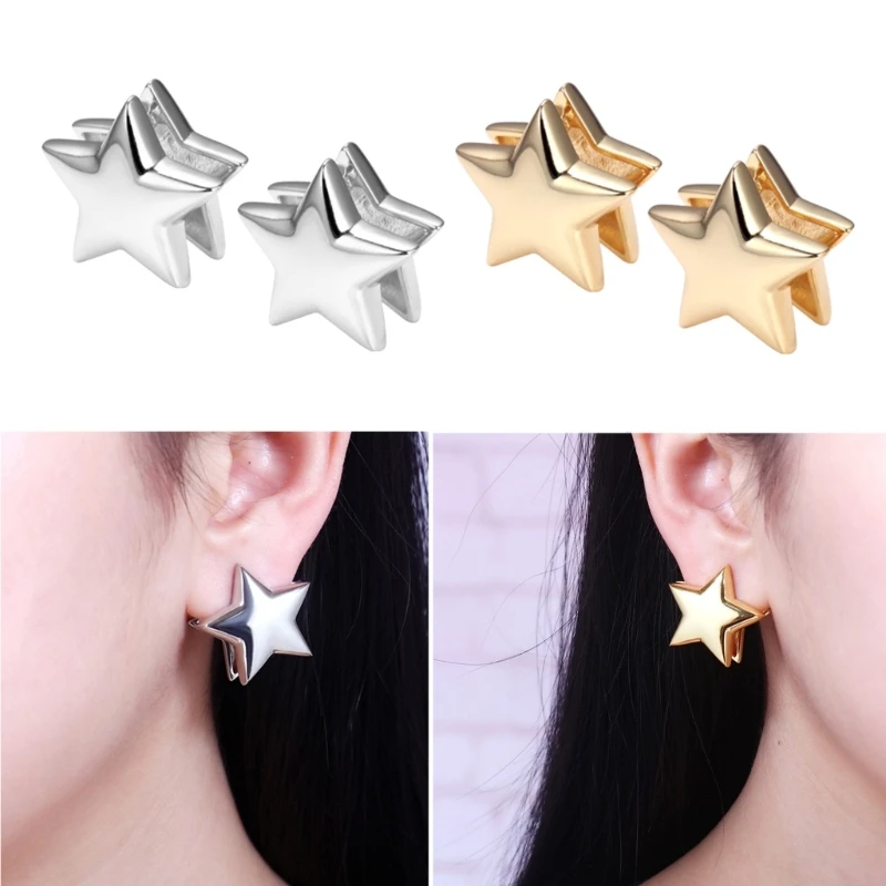 

Simple Pentagram Star Earrings Sweet Cool Stud Earrings Punk Piercing Earring