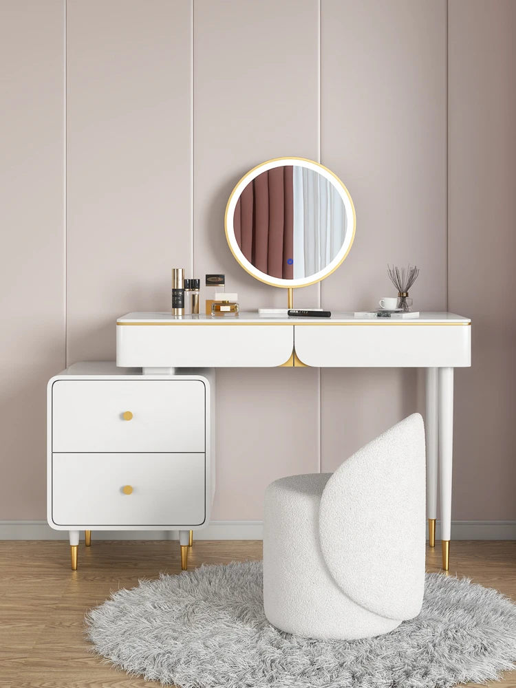 

Luxurious slate dressing table bedroom Modern simple small apartment Nordic cream wind dressing table storage cabinet integratio