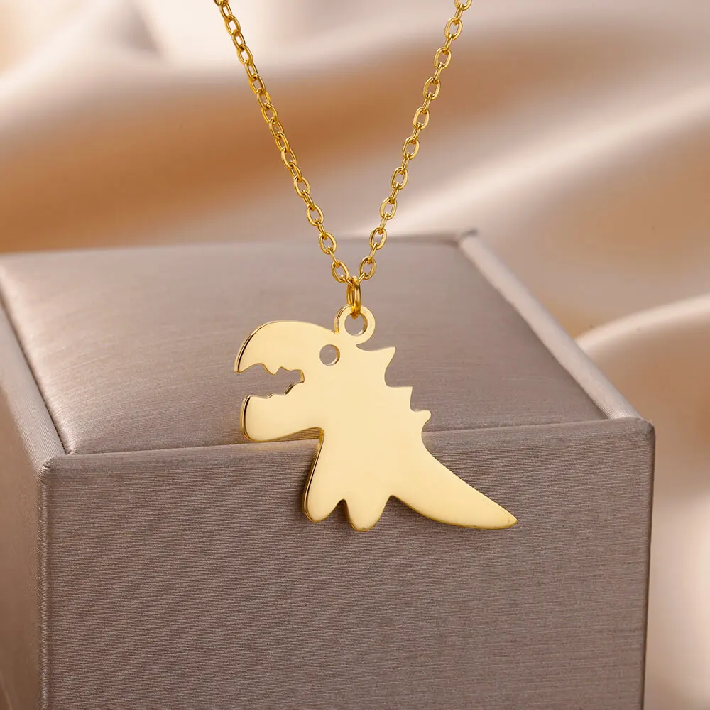 

Vintage Dinosaur Pendant Necklaces for Women Girl Stainless Steel Animal Necklace 2023 New in Aesthetic Jewelry free shipping