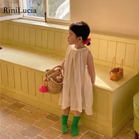 rinilucia 2022 new girls dresses childrens summer cotton embroidered hollow dress baby kids clothing cute ruffled vest dress