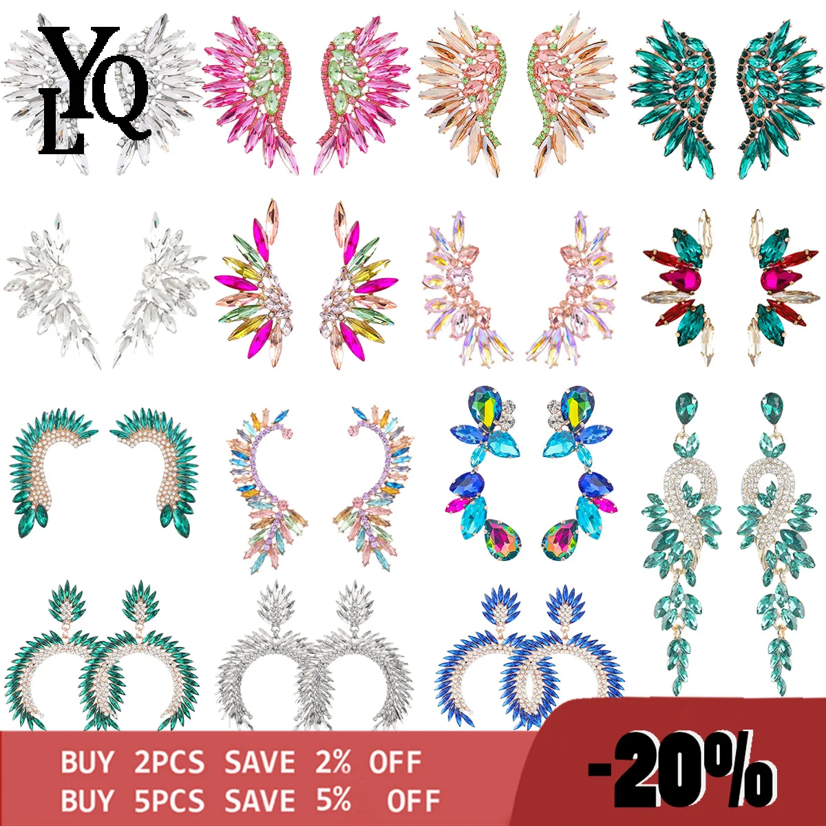 

Colorful Lovely Earrings, Women's Earrings, Wing Shape, Korean Fashion Style, Deluxe Crystal Jewelry, Wedding Party Jewelry