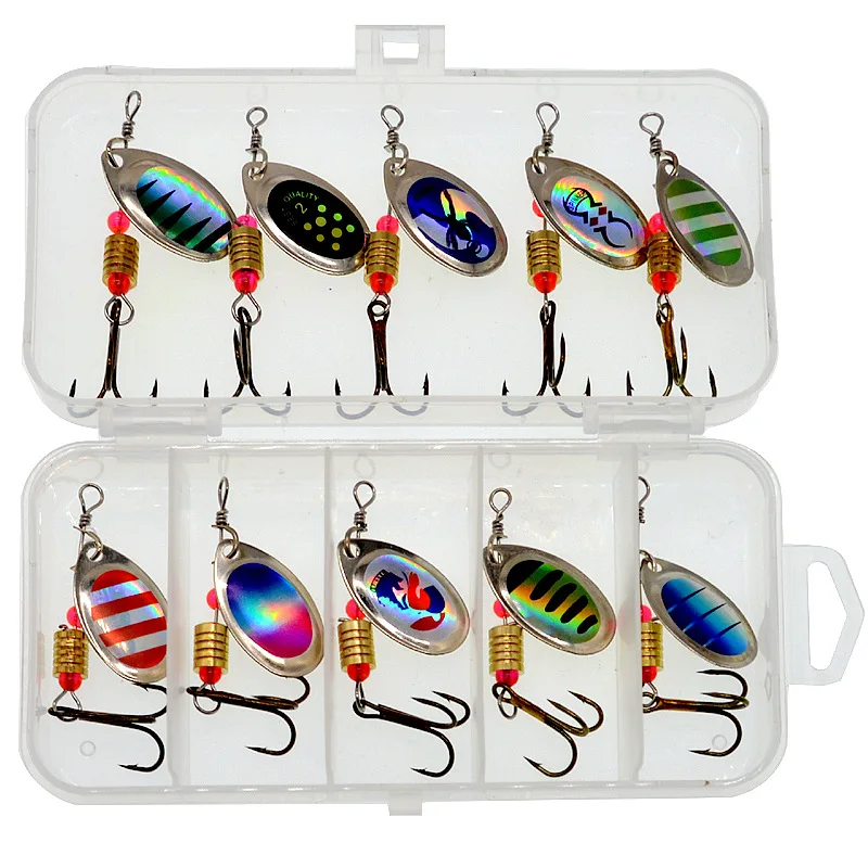 

10pcs/Set Crankbaits Fishing Peche Spinner Fishing Lures Wobblers Metal Sequin Trout Spoon With Hooks for Carp Fishing Pesca