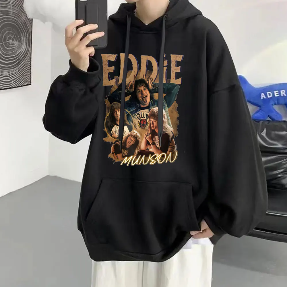 

Stranger Things 4 Eddie Munson Graphics Hoodie Men Fashion Sweatshirts Classic Winter Vintage Gothic Tracksuit High Street Style
