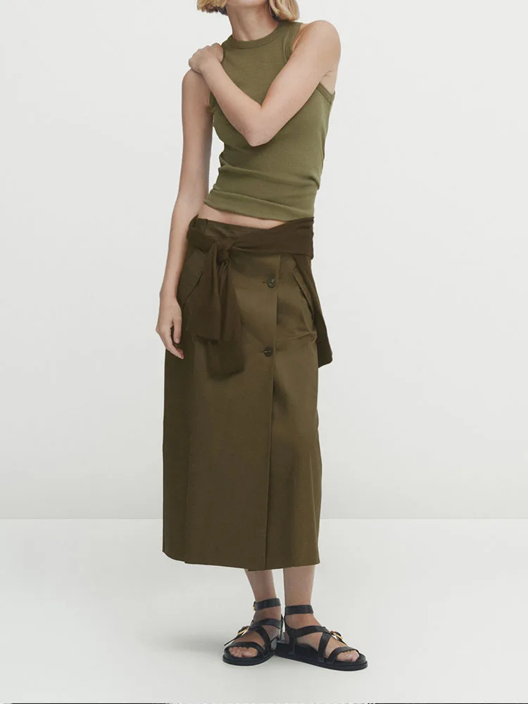 

Новинка осени MD2023, темпераментная удобная юбка средней длины из смешанного хлопка, женская одежда