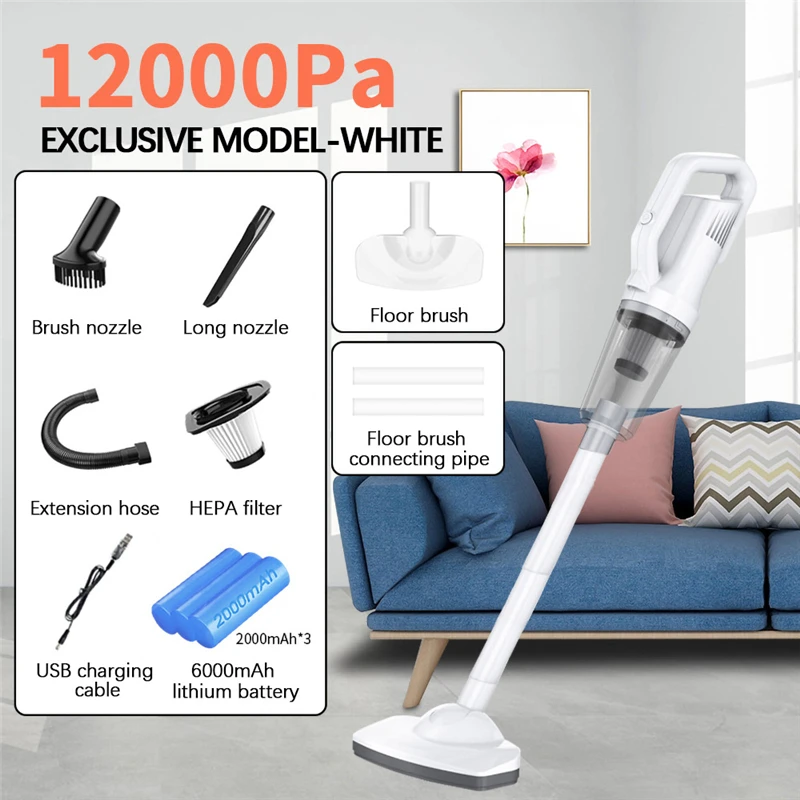 

9000Pa/12000Pa Cordless USB Chargable Handheld Vacuum Cleaner Big Suction Vacuum Cleaner Collector Aspirator Car Home Cleaning