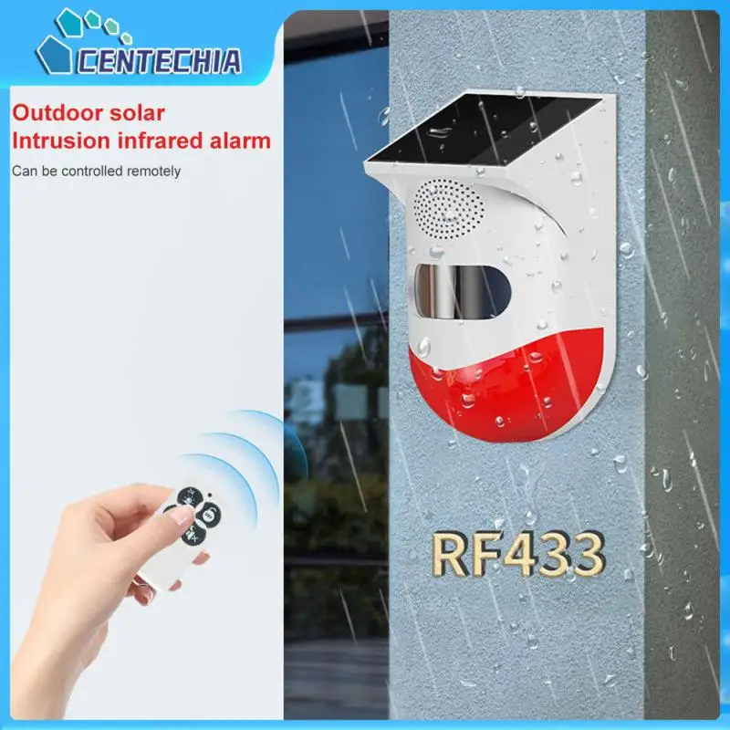 

Rf433 Solar Security Alarm Siren Infrared Detector Remote Control Large Capacity Battery Smart Home Pir Motion Sensor