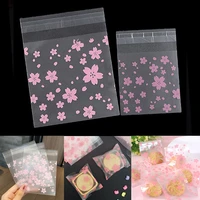 100pcslot pink cherry blossoms plastic self adhesive bags for diy jewelry display bag wedding gift candy cookie package bags