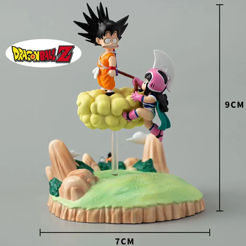 

10cm Anime Dragon Ball Z Figure Son Goku Chichi Action Figures Somersault Cloud Model Dolls Figurine Decor Collections Toy Gift