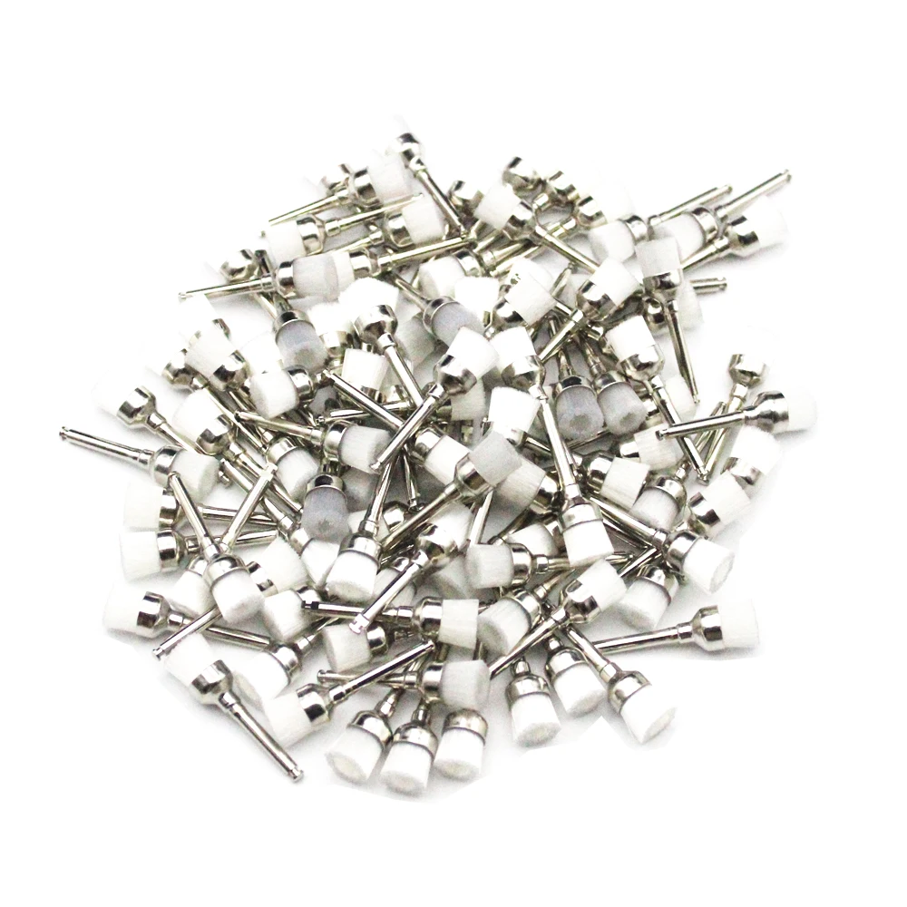 100 шт./кор. Одноразовые зубные полировальные щетки с нейлоновыми щетинками и полировальными чашками для отбеливания зубов и инструментами стоматолога.