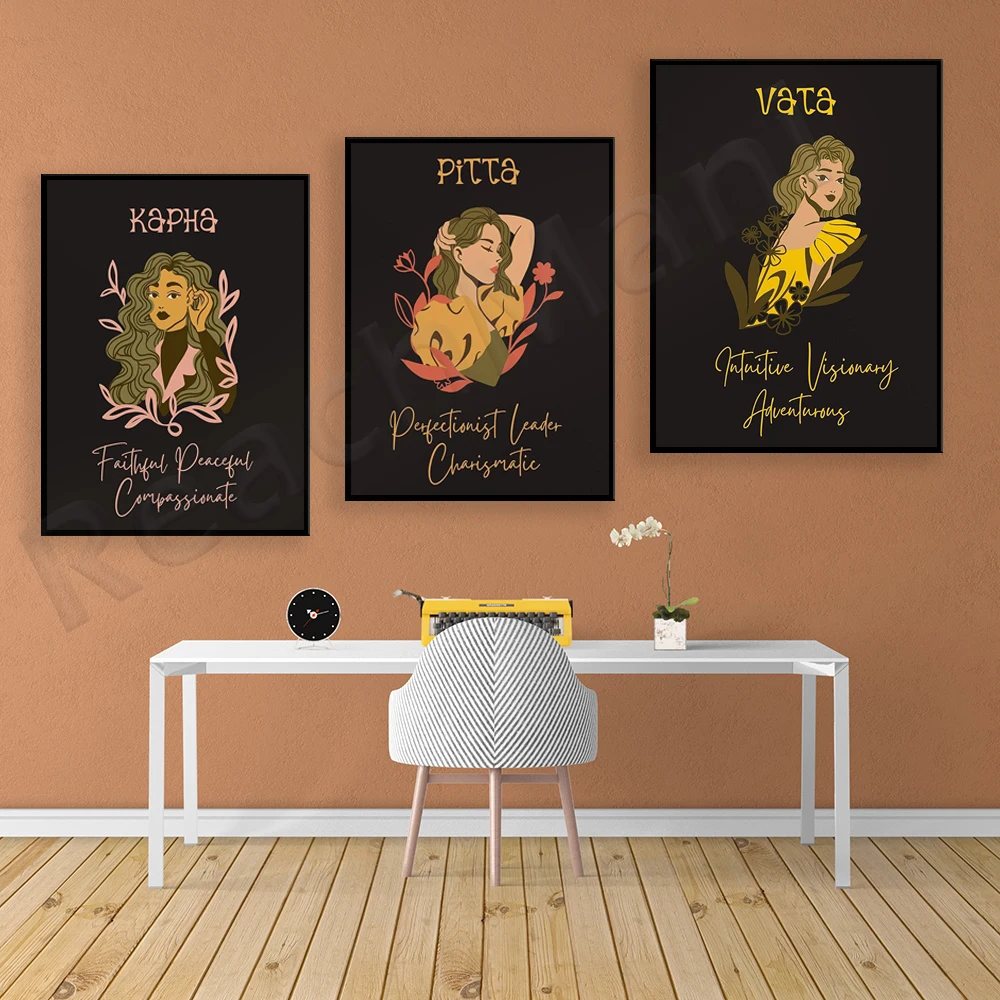 Аюрведический принт Doshas плакат Ayurveda Vata Pitta Kapha Dosha Wellness Holistic