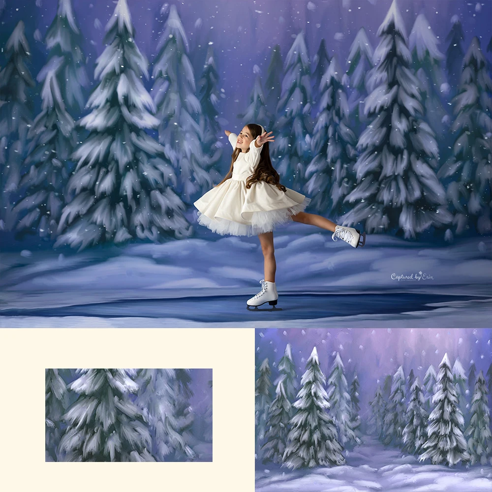 

Winter Snowy Forest Backdrops Kids Portrait Photography Child Baby Photocall Props Xmas Snow Trees Background For Photostudio