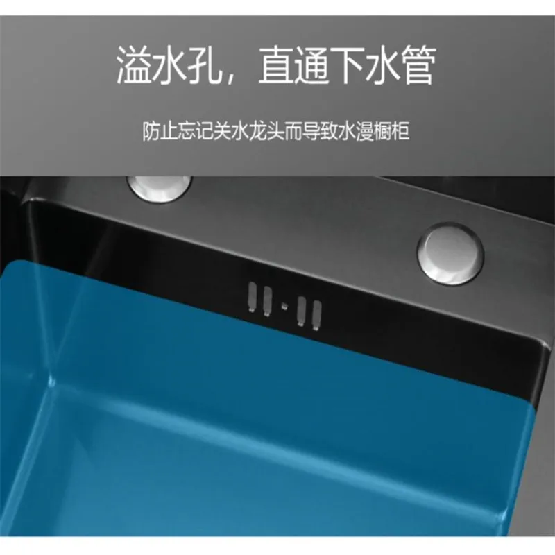 Черная кухонная раковина ручной работы из нержавеющей стали Nano 304 мини-счетчик