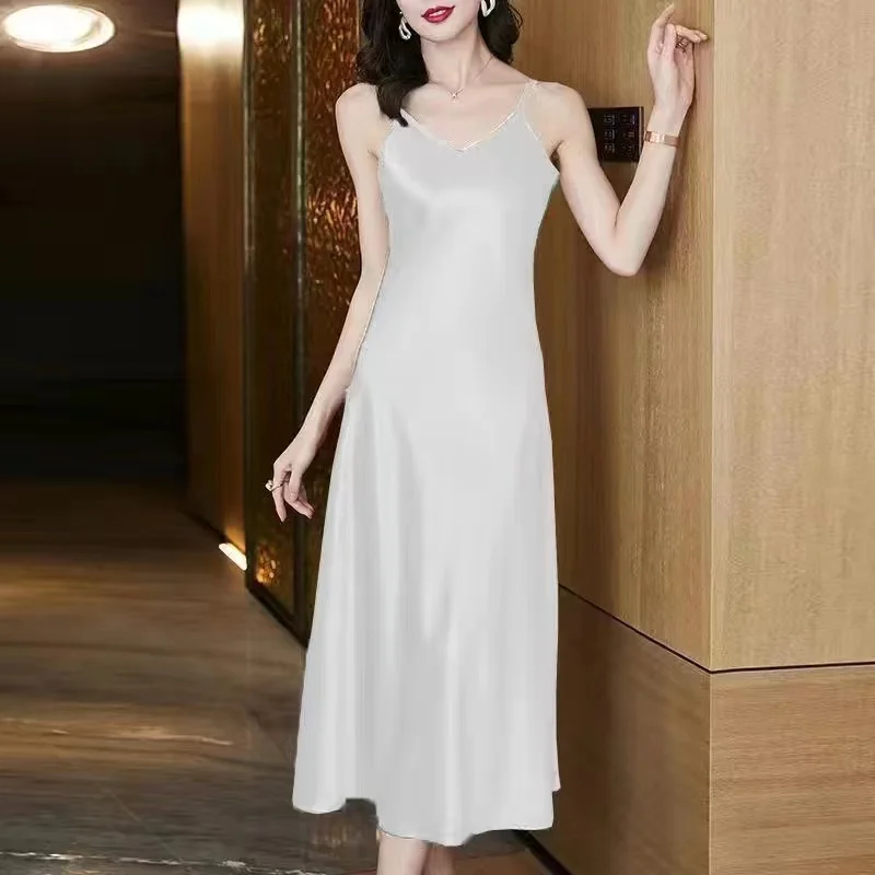 Тонкое женское сексуальное нижнее белье шелковая атласная одежда для сна лето 2024