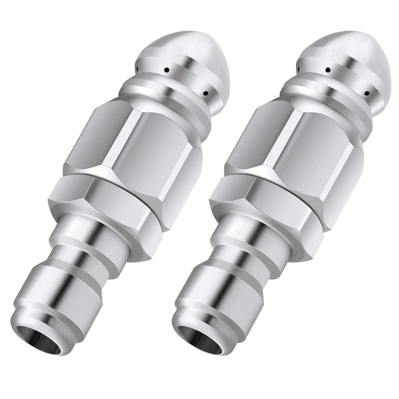 

HOT SALE 2 Packs Pressure Washer Sewer Jetter Nozzle, 1/4Inch Stainless Steel Sewer Tip For High-Pressure Drain Jetting Hose Tub