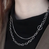 necklace male tide male personality ins not rub off titanium steel double clavicle chain senior contracted sweater chain