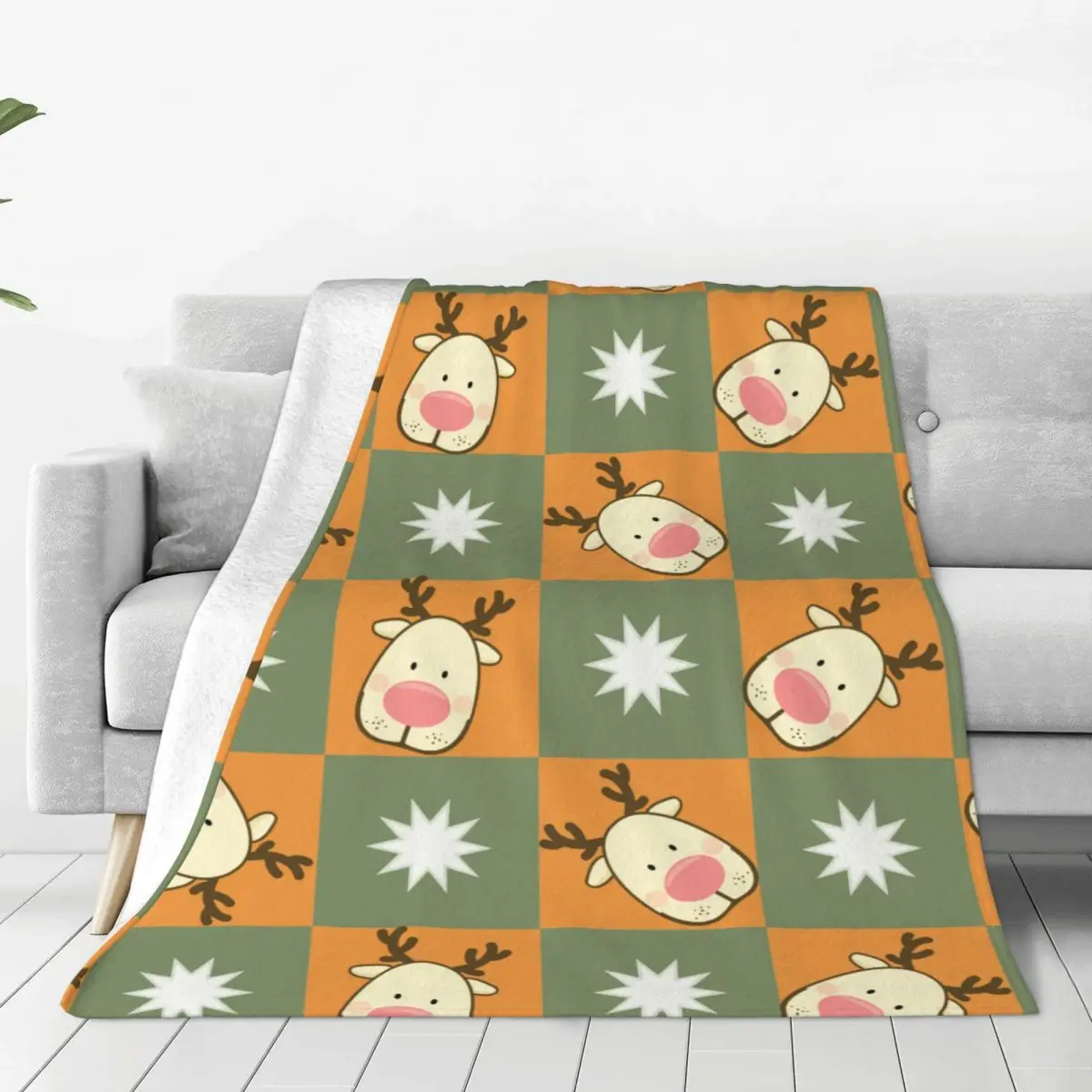 

Christmas, Elk Blanket Ultra Soft Cozy Blooming Flowers Decorative Flannel Blanket All Season For Home Couch Bed Chair Travel