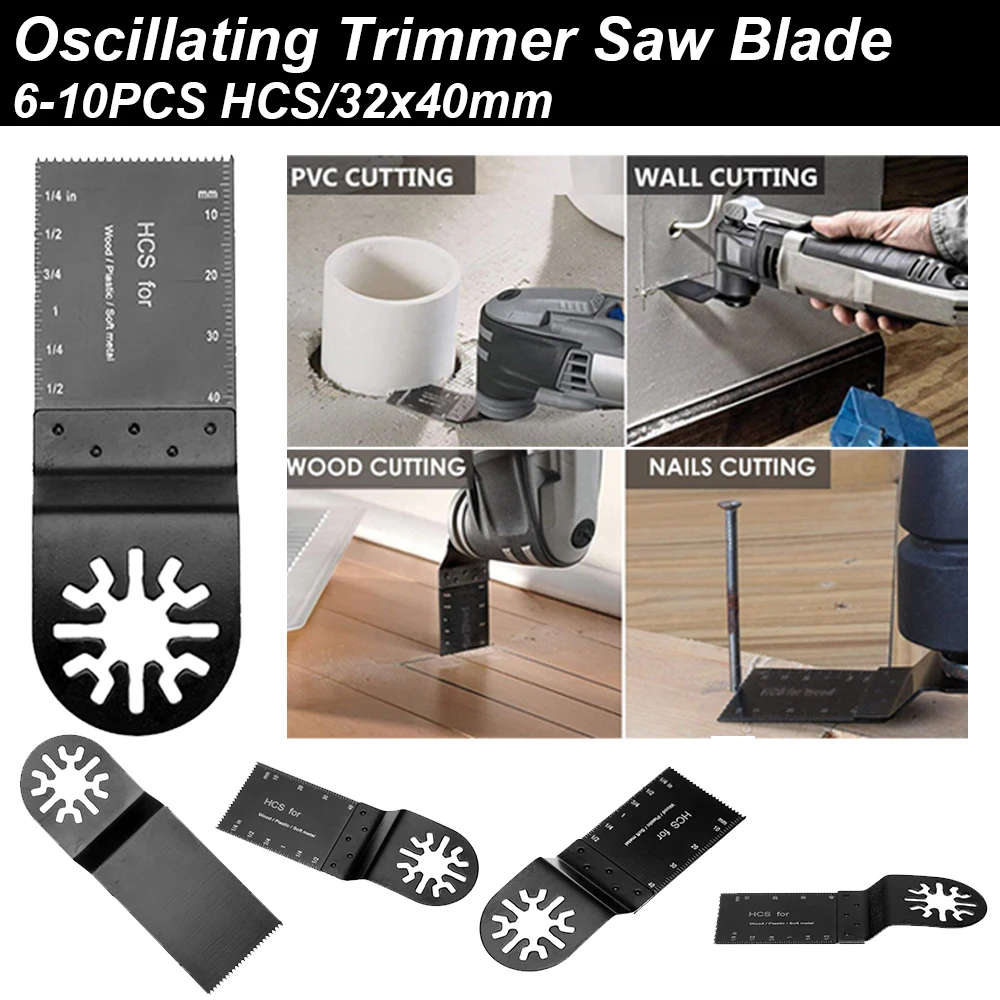 

6-10pcs 32x40mm Oscillating Saw Blade Multitool HCS Renovator Blade Power Tool Accessories For Wood Metal Plastic Tail Cutting