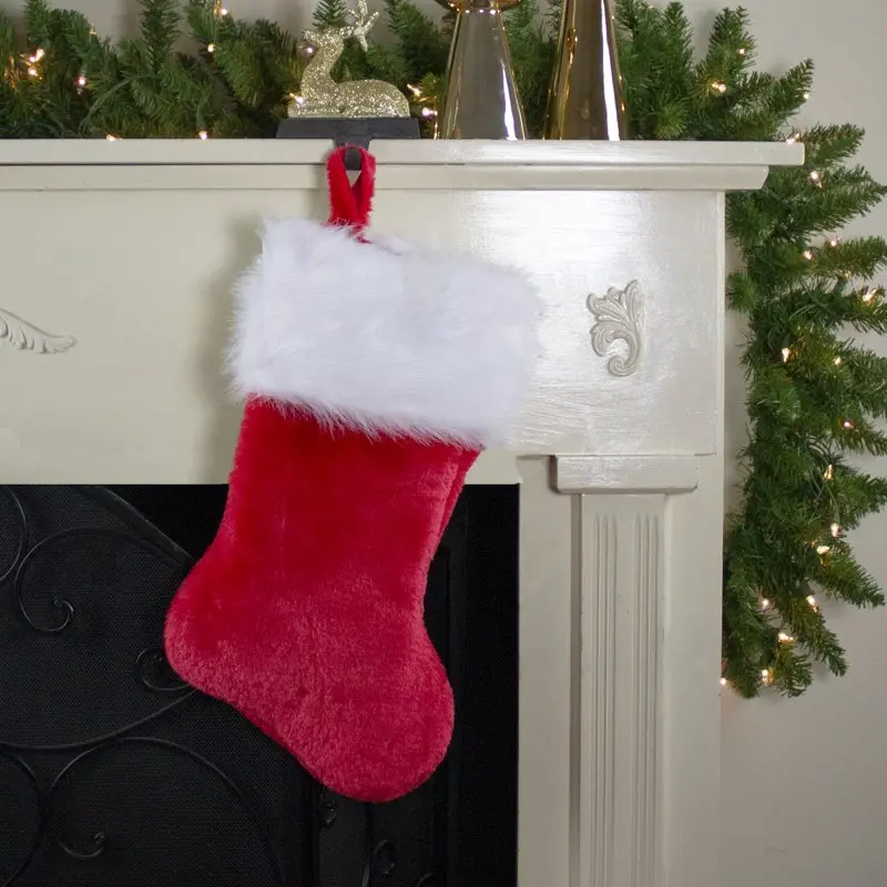 

Traditional Red with White Cuff Hanging Christmas Stocking
